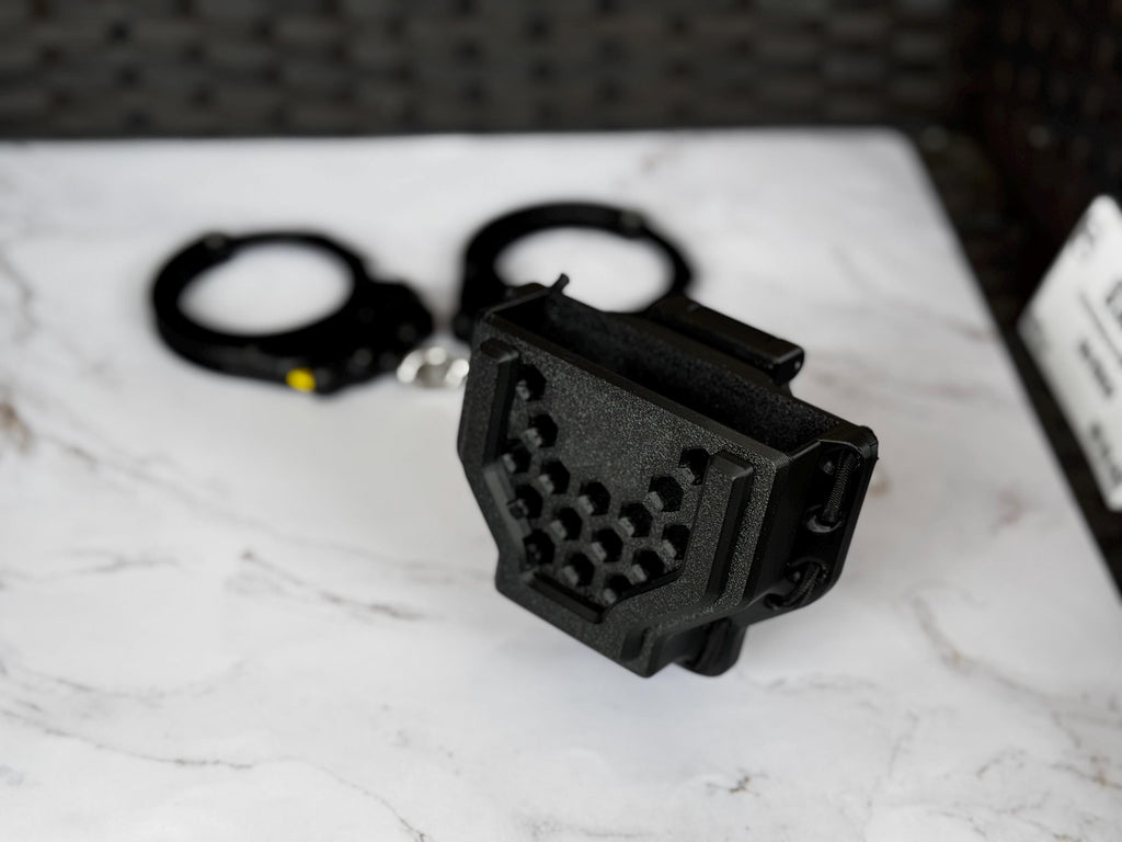 Tactical Handcuff Holder: Open Top MOLLE/Belt Mount, Shock-Absorbing