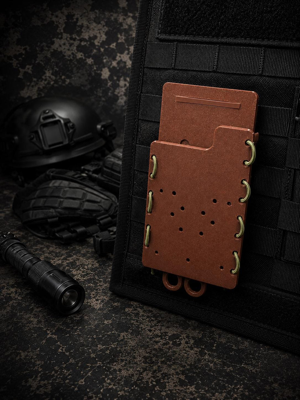 Brown Tactical Phone Holder: MOLLE or Belt Clip - Impact Resistant.