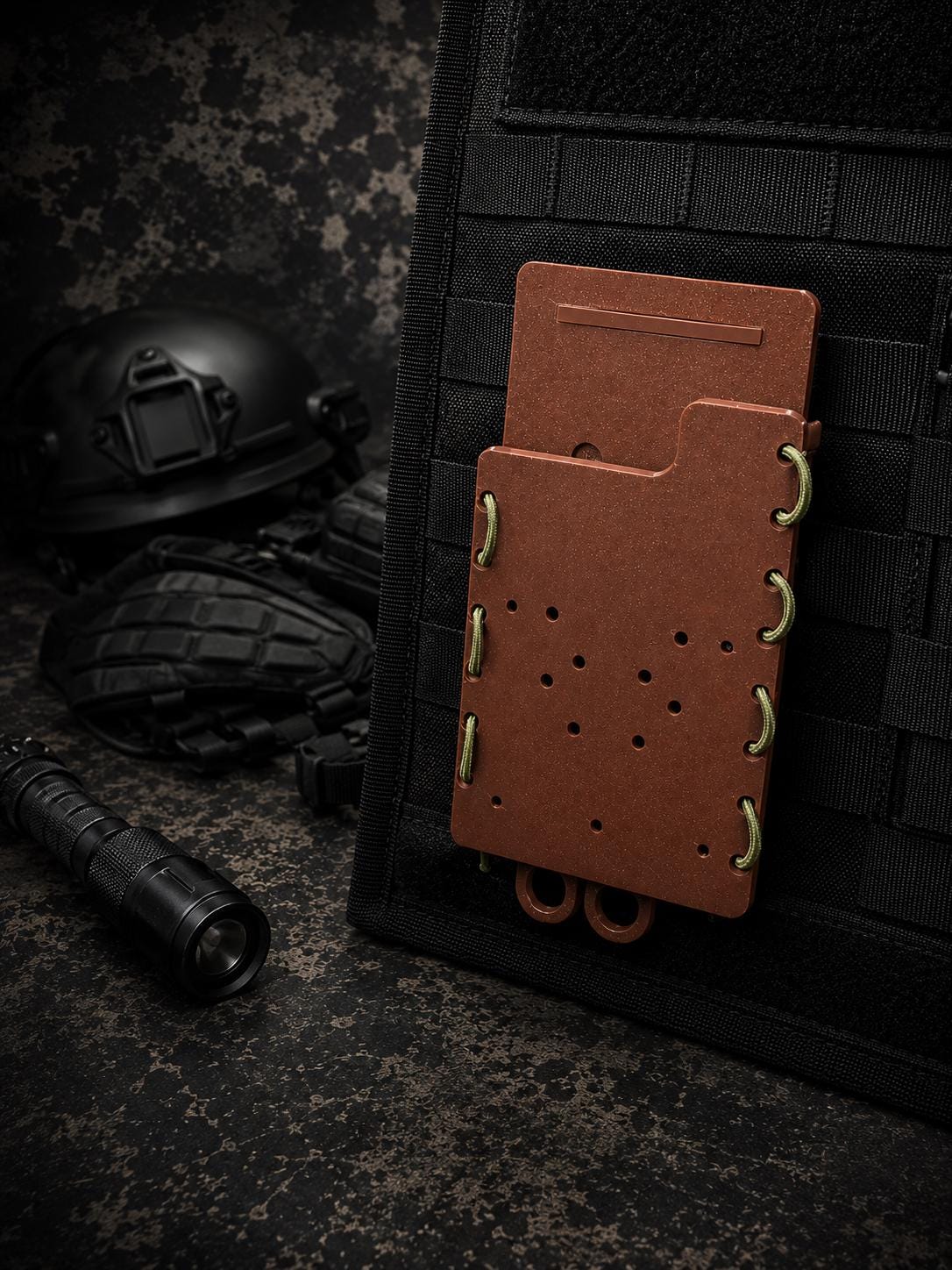 Brown Tactical Phone Holder: MOLLE or Belt Clip - Impact Resistant.