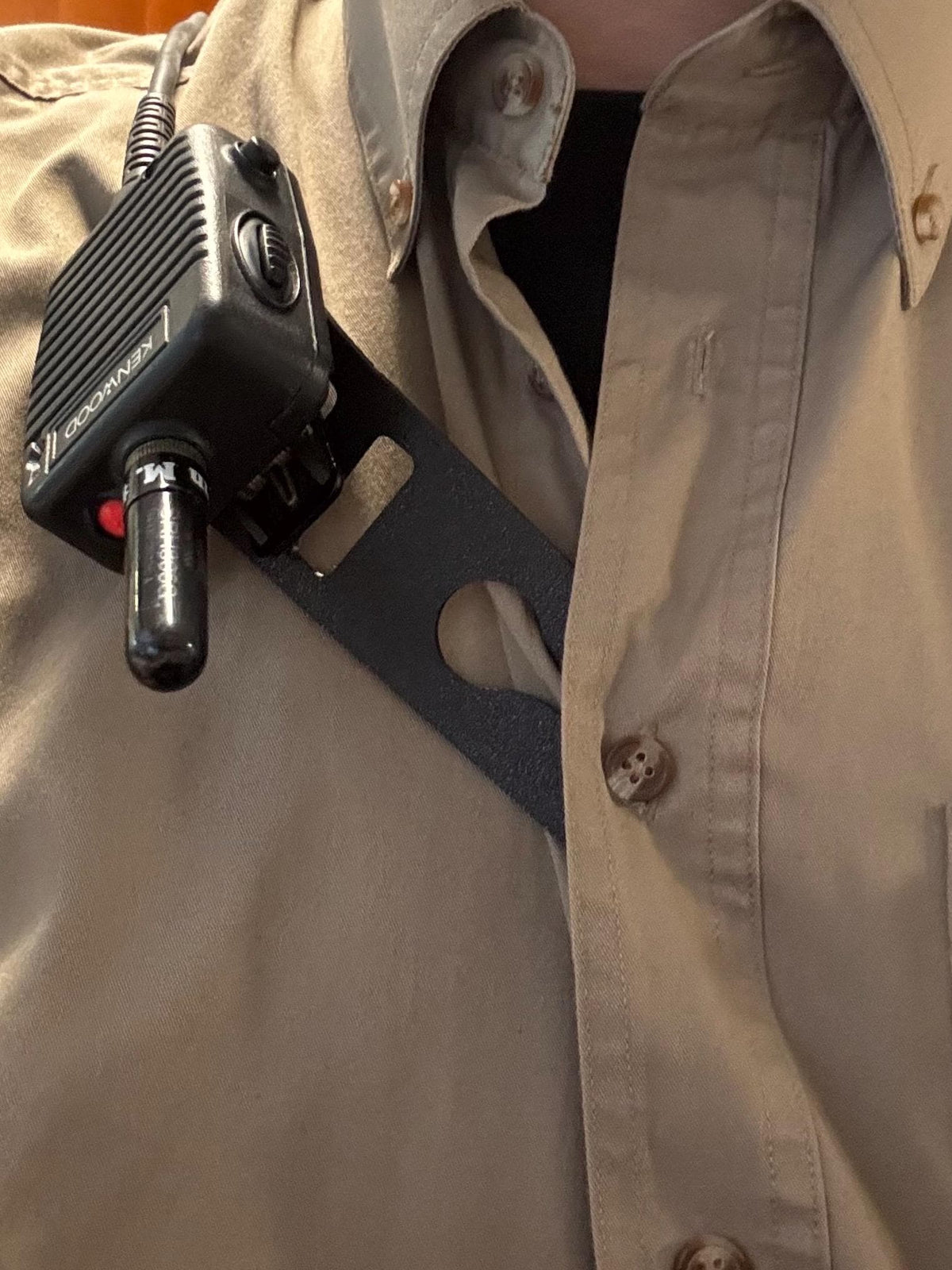 Epaulet Radio Mic Clip: Adjustable Polymer Holder for Speaker Mics