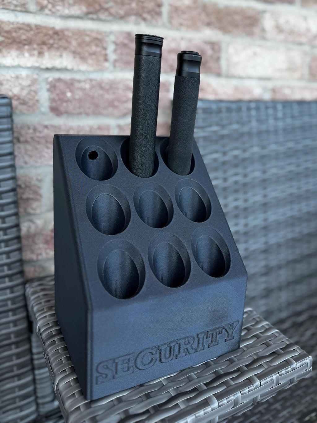 9 Baton Holder Gang Dock: Customizable Heavy Duty Polymer, Wall or Table Mount