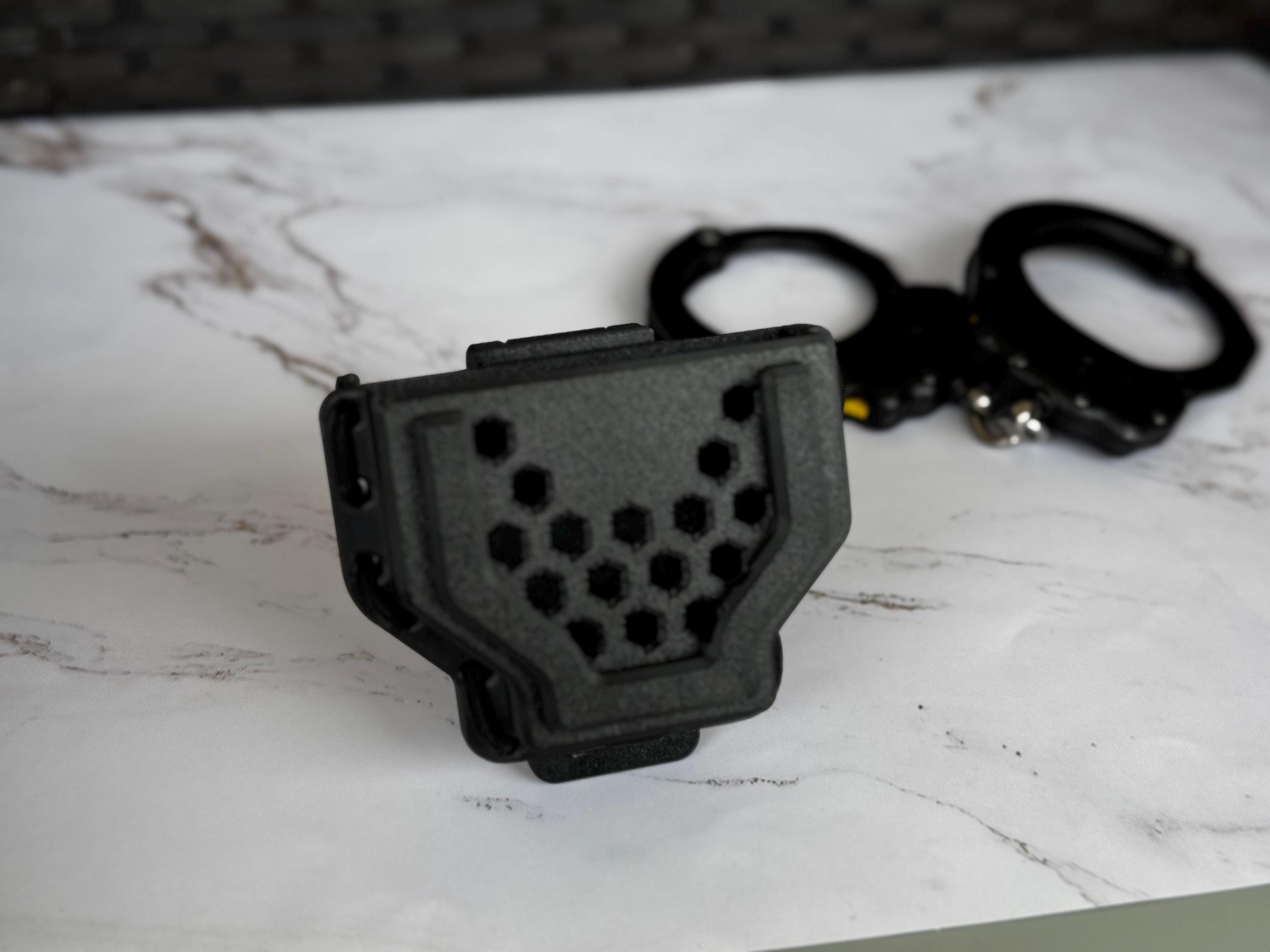 Tactical Handcuff Holder: Open Top MOLLE/Belt Mount, Shock-Absorbing