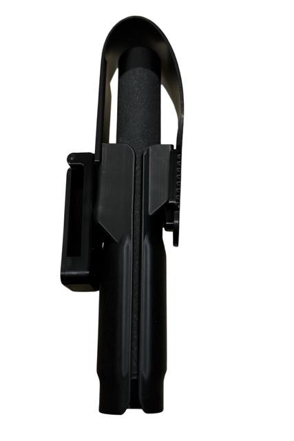 Heavy-Duty 21” Baton Holder with Safety Cover | Locking Flap, Emergency Quick Release, 360 swivel.