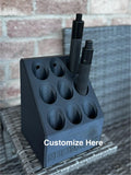 9 Baton Holder Gang Dock: Customizable Heavy Duty Polymer, Wall or Table Mount