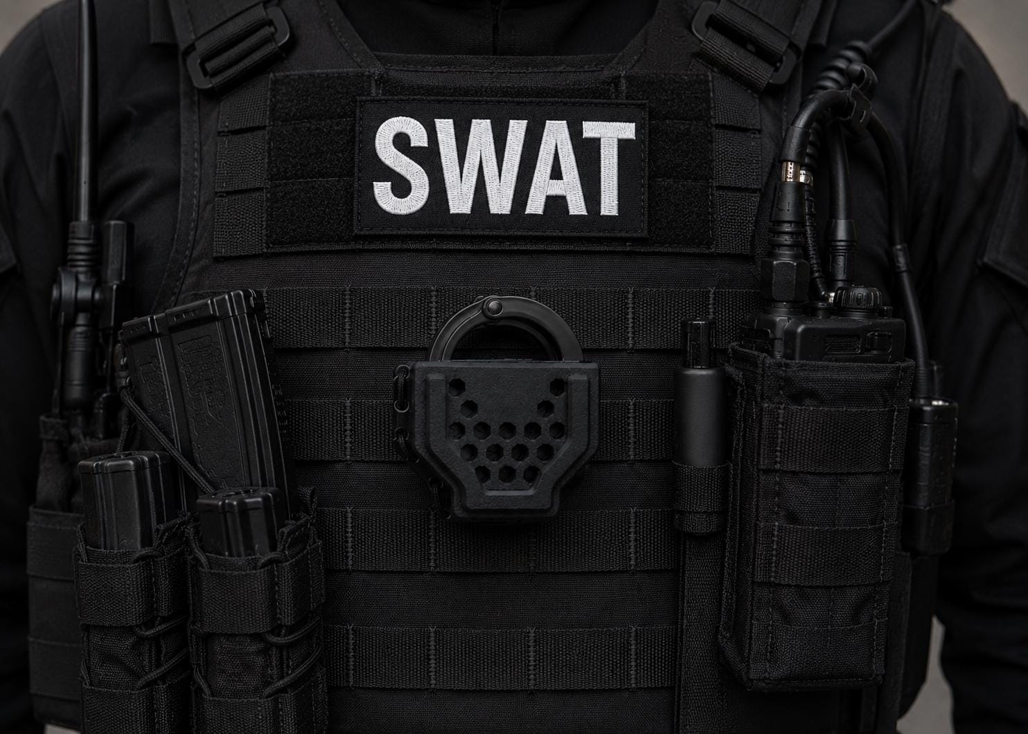 Tactical Handcuff Holder: Open Top MOLLE/Belt Mount, Shock-Absorbing