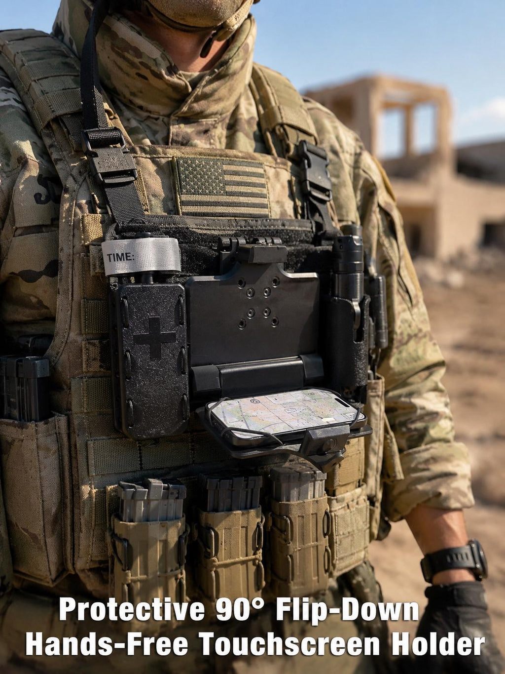 Tactical MOLLE Phone Holder | Hands-Free Navigation Mount, TPU Platform