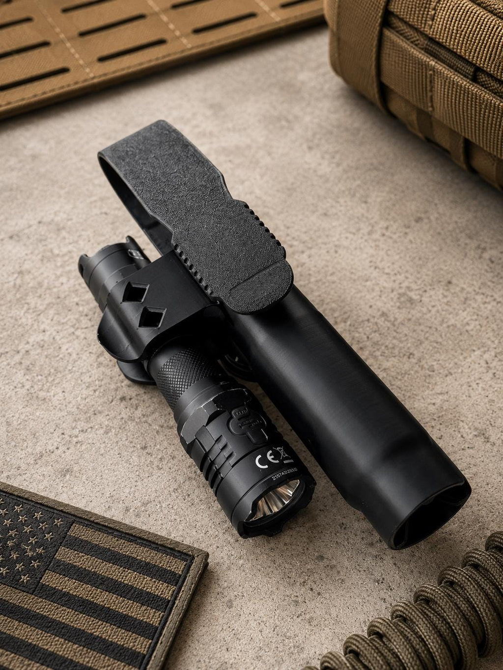 Baton Holder with Flashlight Mount | Duty Belt, MOLLE Compatible, TPU Construction