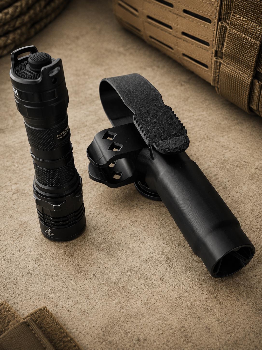 Baton Holder with Flashlight Mount | Duty Belt, MOLLE Compatible, TPU Construction