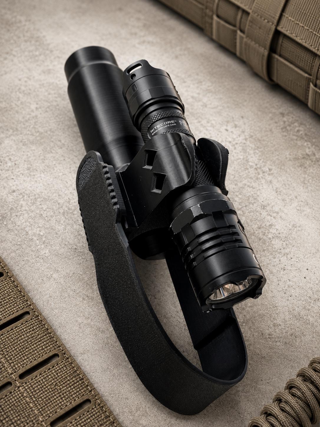 Baton Holder with Flashlight Mount | Duty Belt, MOLLE Compatible, TPU Construction