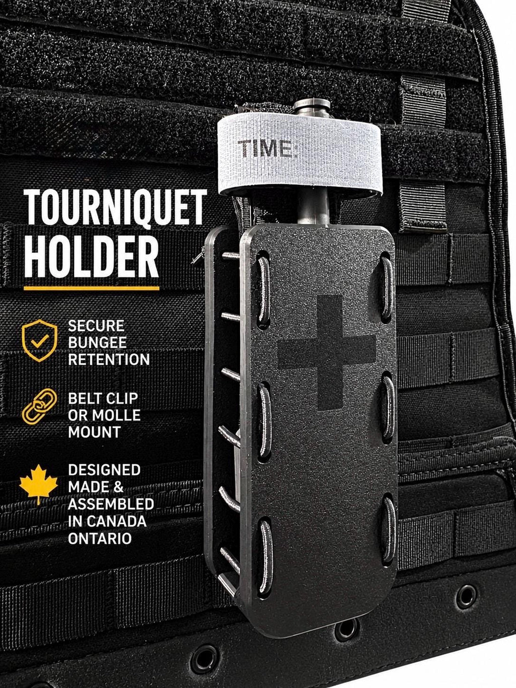 Tactical Tourniquet Holder – MOLLE Belt Mount, Flexible TPU Pouch – Quick Access Medical Holder Canada