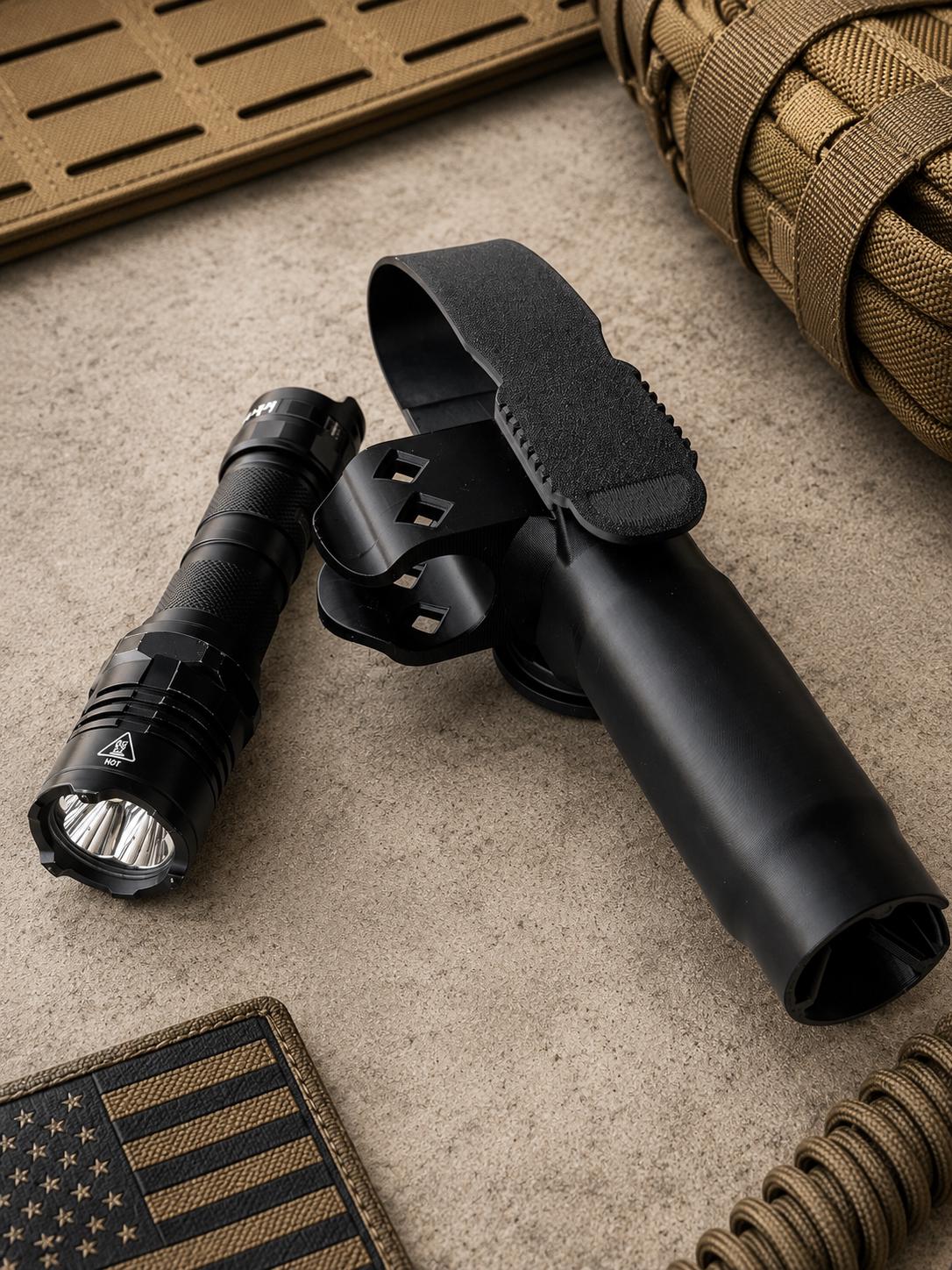 Baton Holder with Flashlight Mount | Duty Belt, MOLLE Compatible, TPU Construction