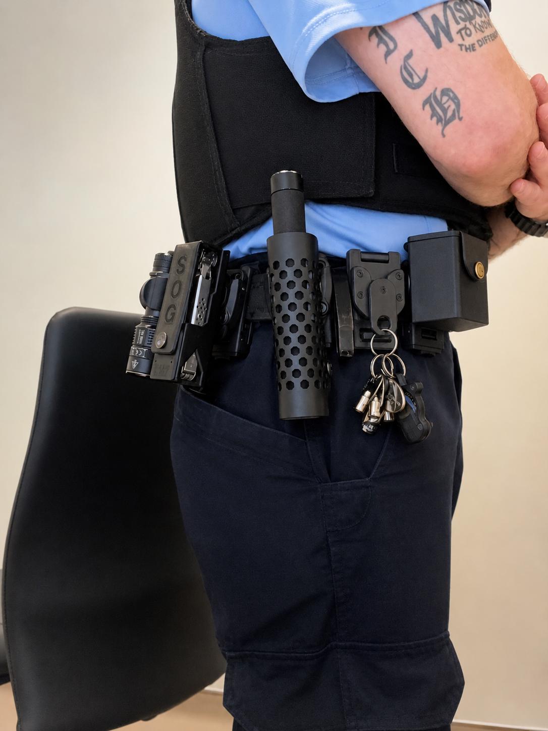 GEAR182 Quick Release Tactical Baton Holder – Dual Access TPU Baton Holster – 360 Swivel Duty Belt / MOLLE Mount – Made in Canada