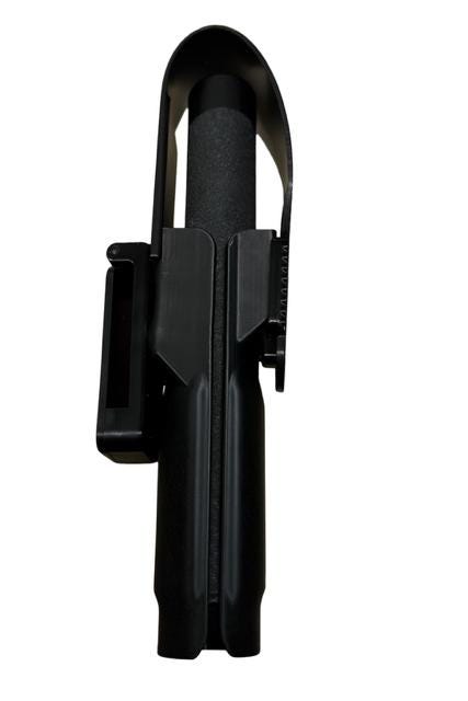 Heavy-Duty 21” Baton Holder with Safety Cover | Locking Flap, Emergency Quick Release, 360 swivel.