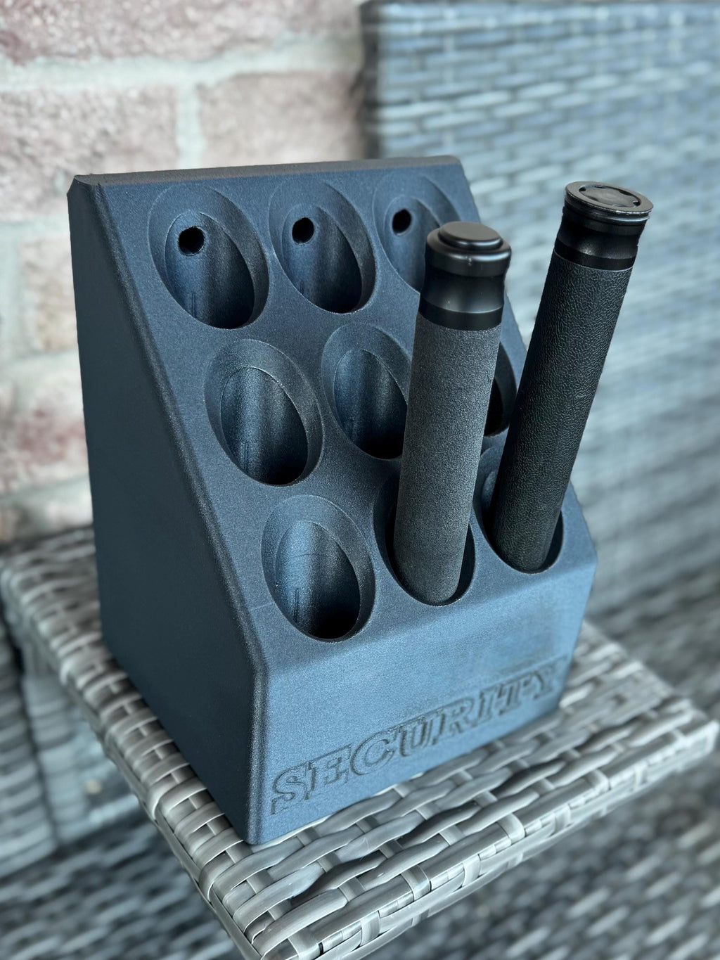 9 Baton Holder Gang Dock: Customizable Heavy Duty Polymer, Wall or Table Mount