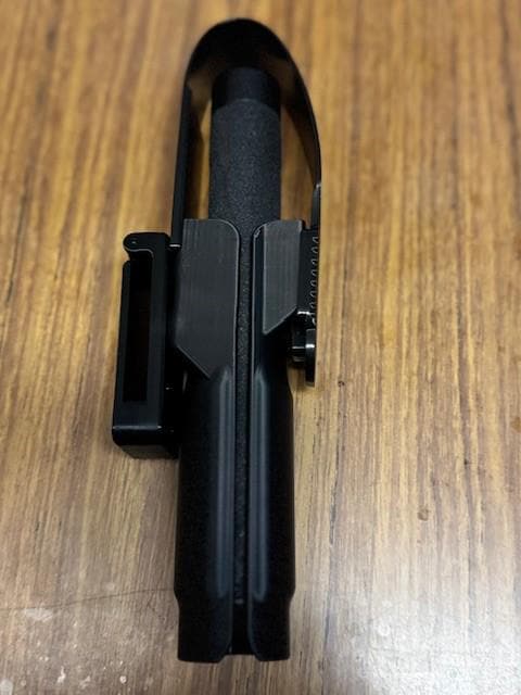 Heavy-Duty 21” Baton Holder with Safety Cover | Locking Flap, Emergency Quick Release, 360 swivel.